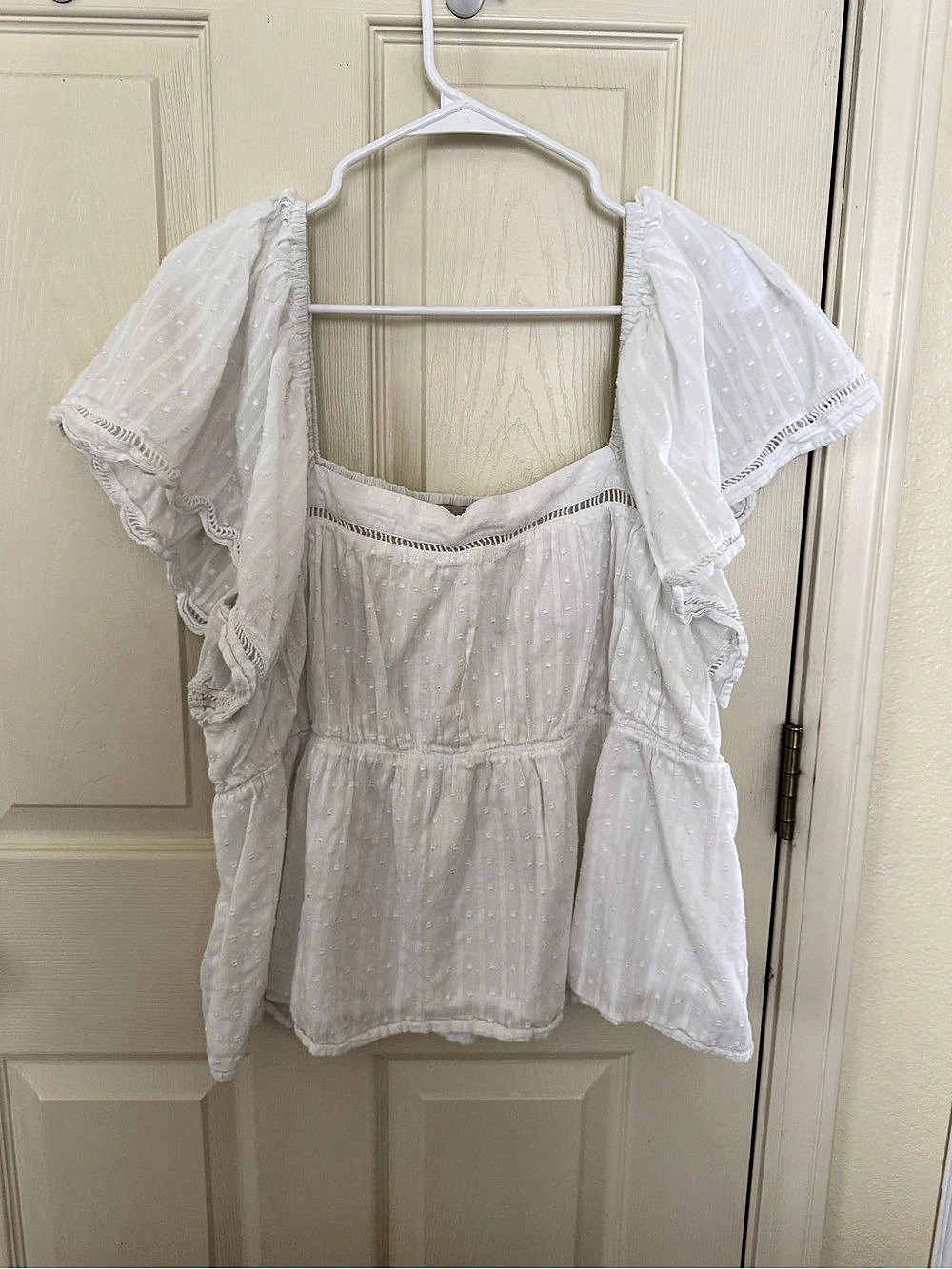 White Swiss Dot Blouse Like New